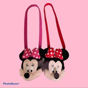 2 DISNEY MINNIE MOUSE KIDS SHOULDER BAG PLUSH PURSE